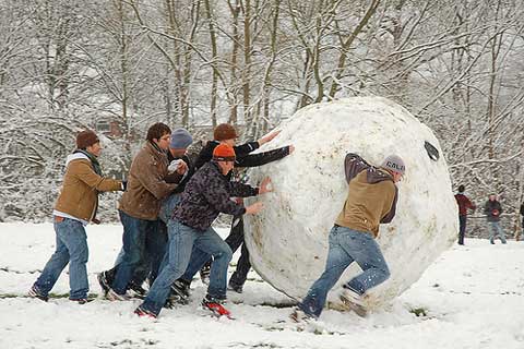 making a giant snowball