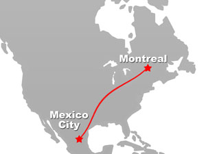 graphic displaying the distance from montreal to mexico