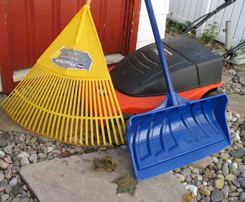 finding my snow shovel in the shed